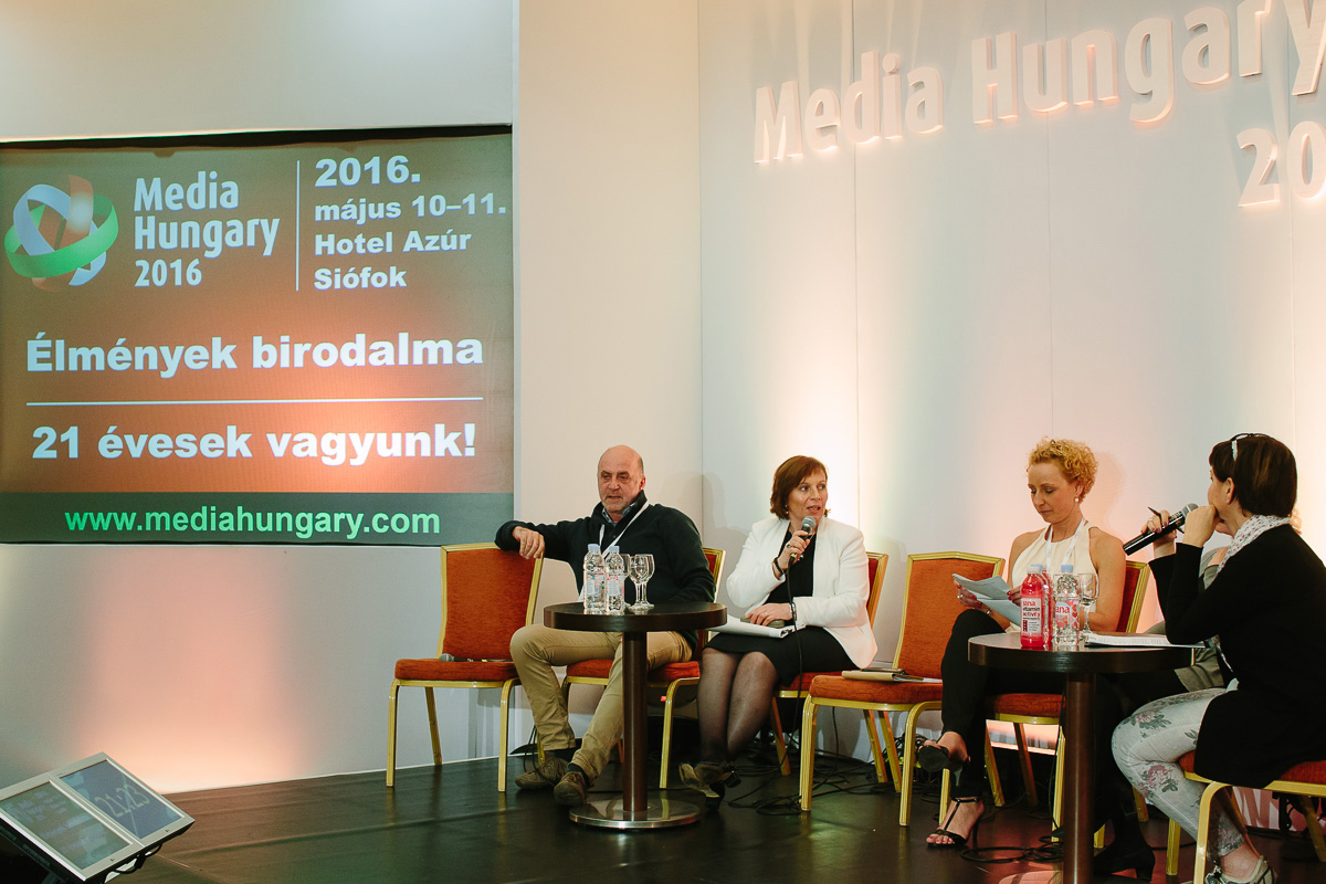 Karas Monika a Media Hungary 2016 konferencia egyik kerekasztal-beszélgetésén