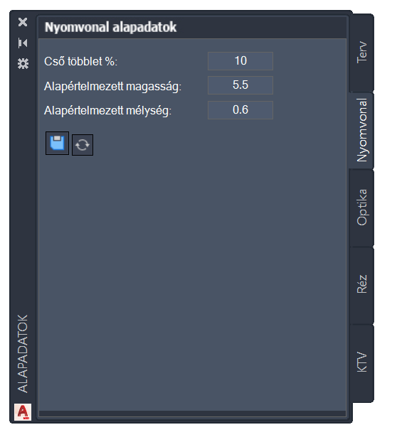 Nyomvonal alapadatok Nyomvonal alapadatok