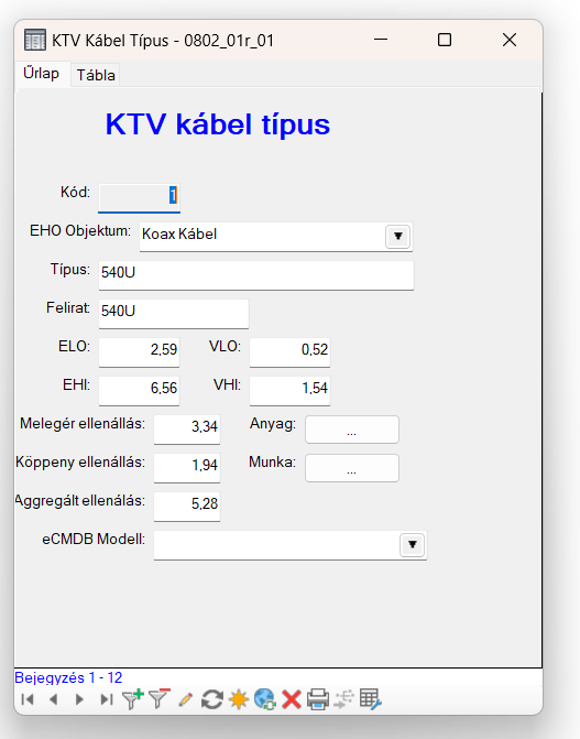 KTV kábel típus űrlap KTV kábel típus űrlap