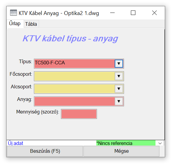 KTV kábel típus portok űrlap KTV kábel típus anyag űrlap