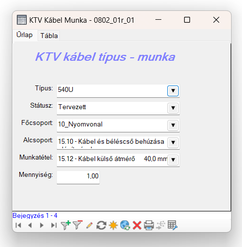 KTV kábel típus munka űrlap KTV kábel típus munka űrlap