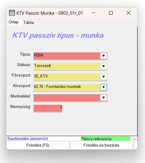KTV passzív típus munka űrlap KTV passzív típus munka űrlap