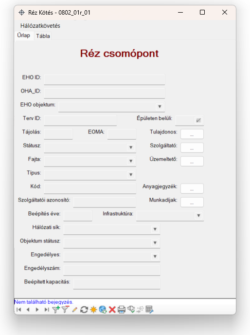 Réz csomópont űrlap Réz csomópont űrlap