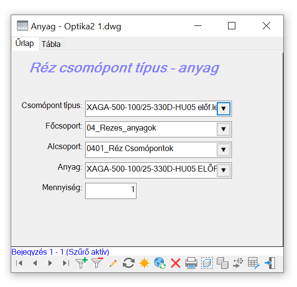 Réz csomópont típus - anyag űrlap Réz csomópont típus - anyag űrlap