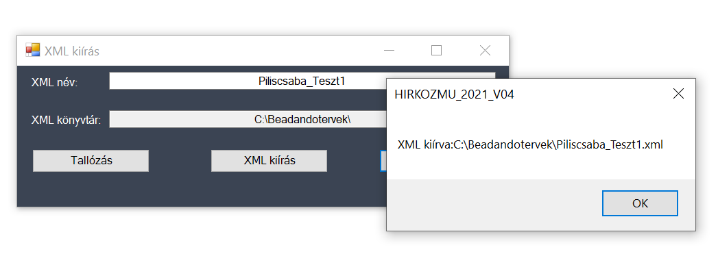 XML előállítás vége XML előállítás vége