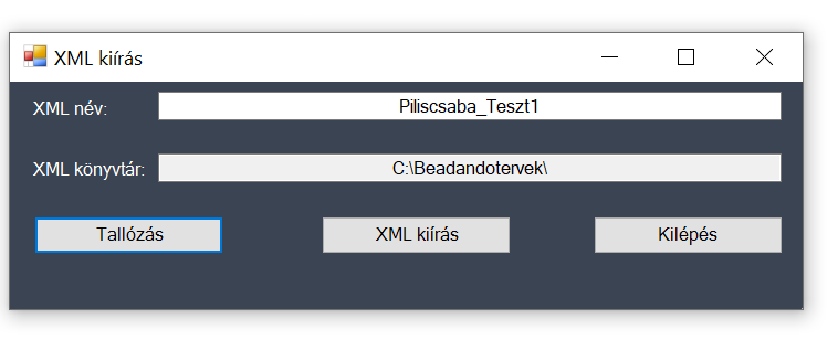 XML kiírás panel XML kiírás panel