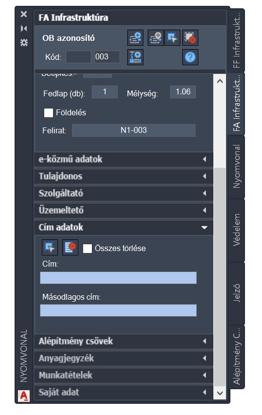 Cím adatok fül Cím adatok fül