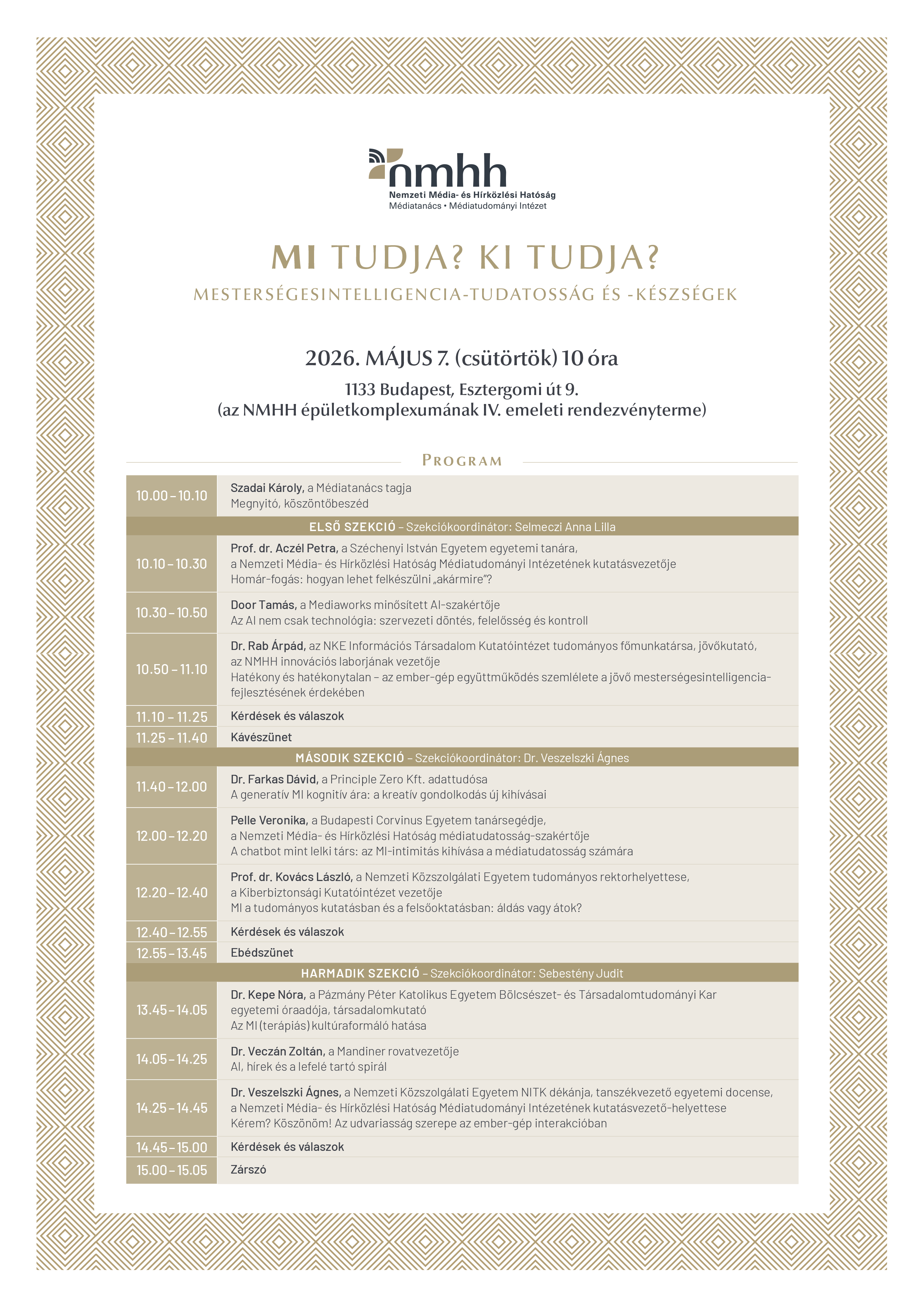 A konferencia meghívója és programja, amely kattintásra nagy felbontásban nyílik meg.