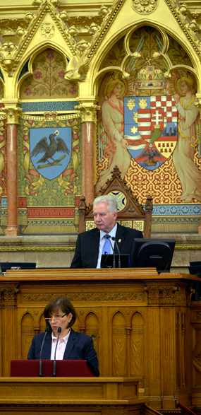 Karas Monika beszámolót tart az Országgyűlésben 2013. november 20-án