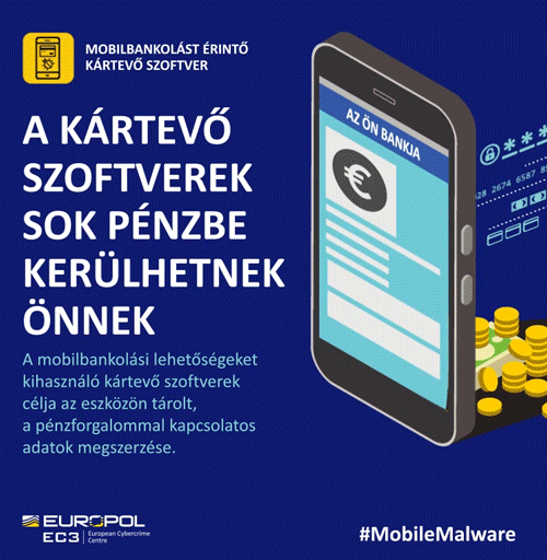 Europol-banner: mobilbankolást érintő kártékony programok