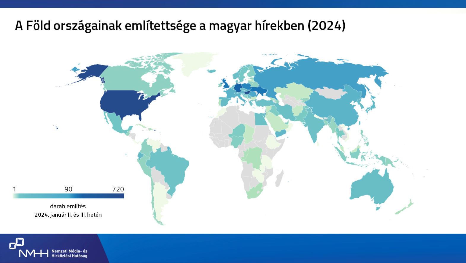 A Föld országainak említettsége a magyar hírekben. Az adatok letölthetőek az alábbi linken: https://infogram.com/a-fold-orszagainak-emlitettsege-a-magyar-hirekben-1h0r6rzeor3rl4e