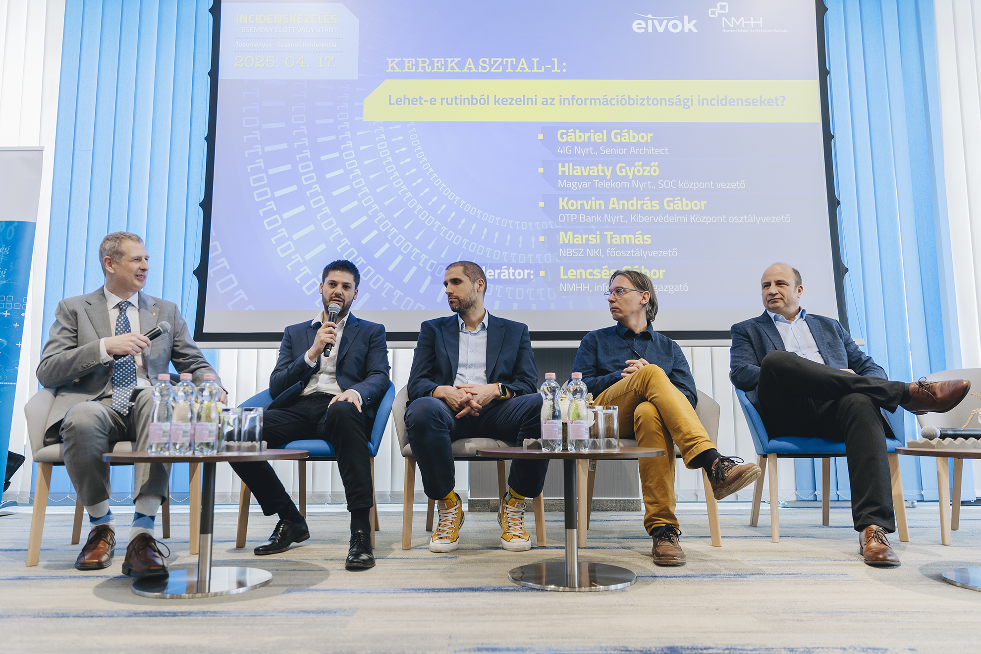 Lencsés Gábor (NMHH), Gábriel Gábor (4iG Nyrt), Marsi Tamás (NBSZ-NKI), Hlavaty Győző (Telekom), Magyar Sándor (HTE-EIVOK)