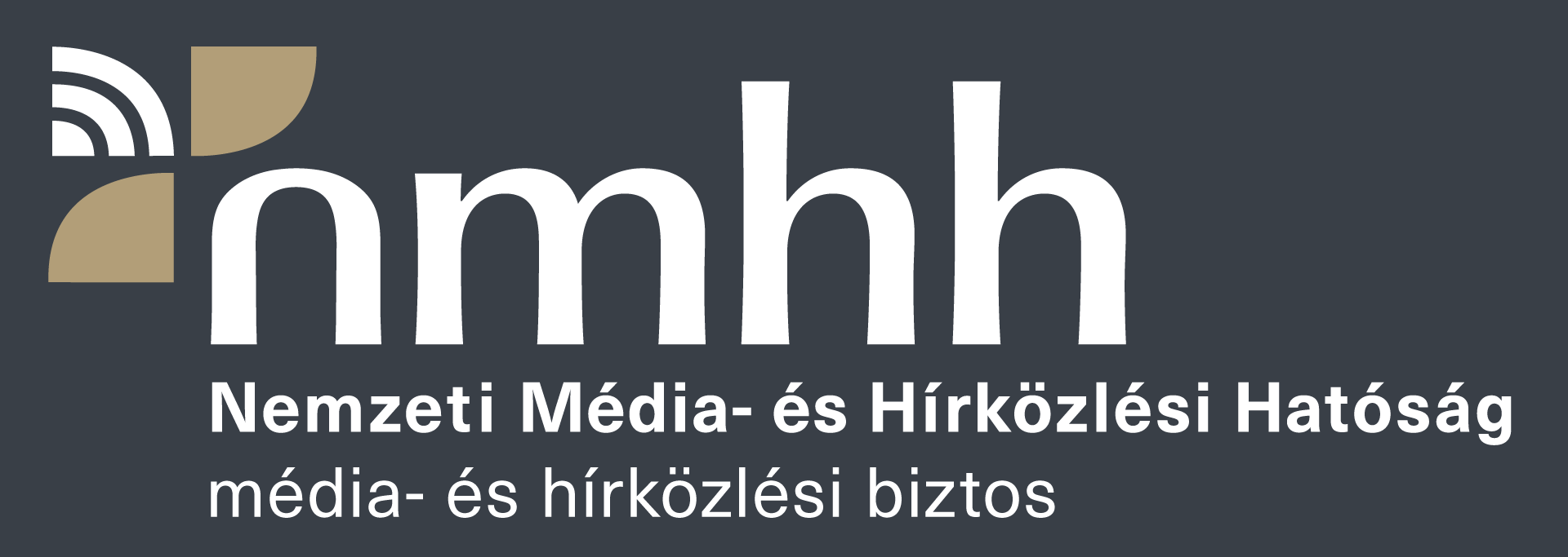 Letöltés: a média- és hírközlési biztos logója, színes, sötétszürke háttérrel (új ablakban nyílik)